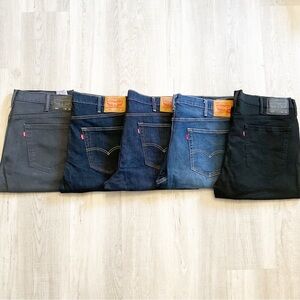 Lot Of 5 Levis 541 Athletic Taper Mens Black Grey Blue Denim Jeans 38x30